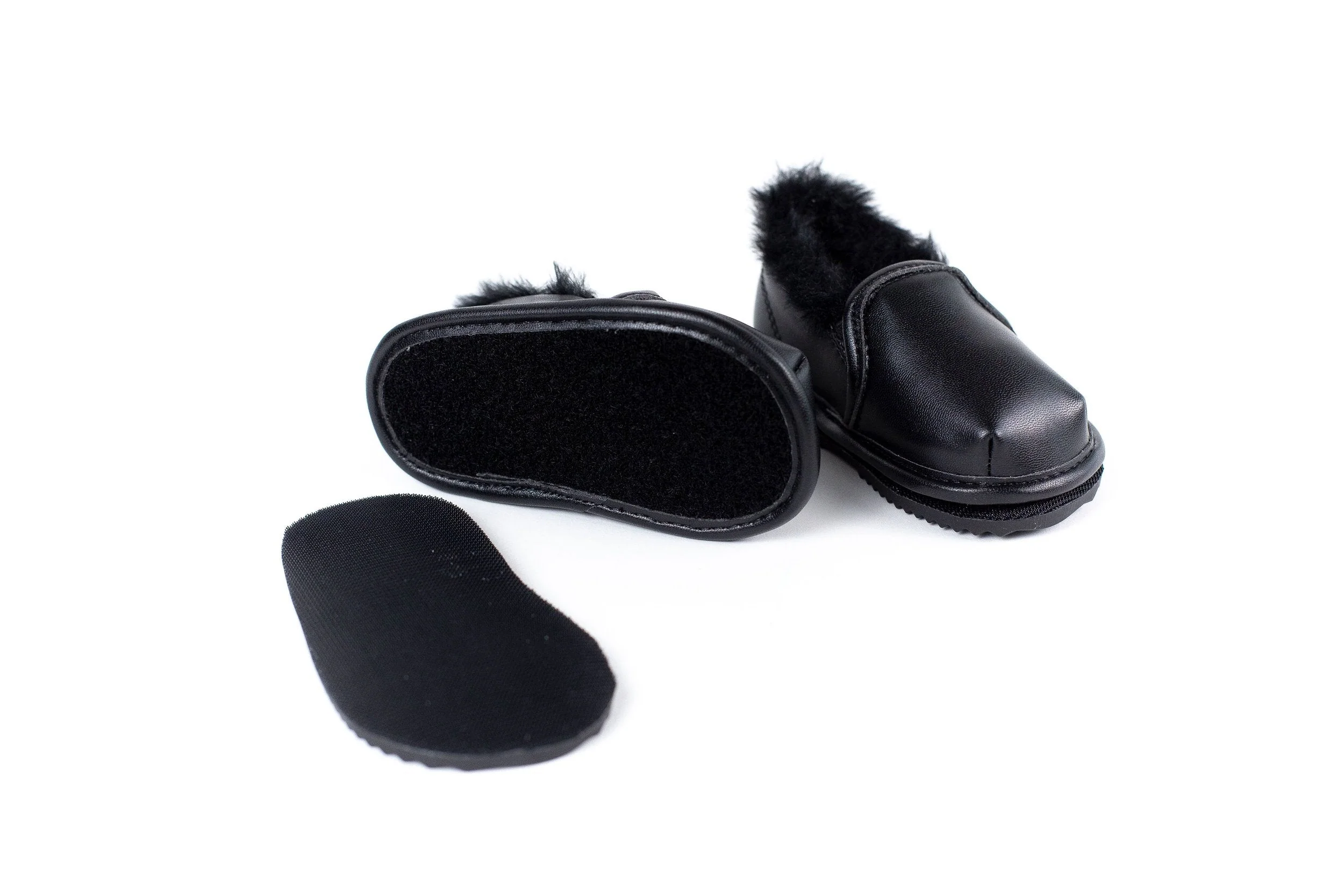 Ozznek Shoes Black Slip-On Shoe Top with Faux-Fur Lining - Image 2