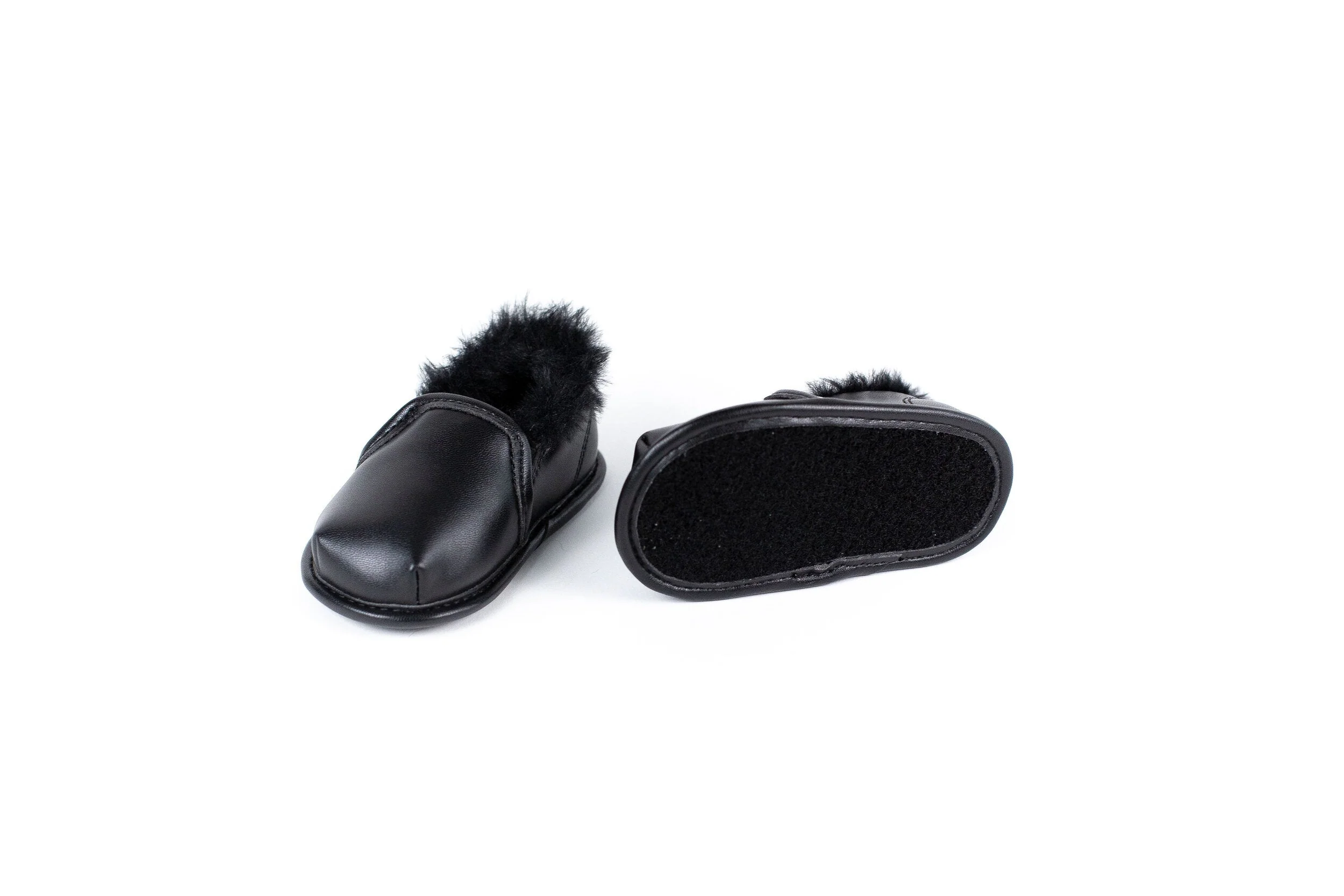 Ozznek Shoes Black Slip-On Shoe Top with Faux-Fur Lining - Image 3
