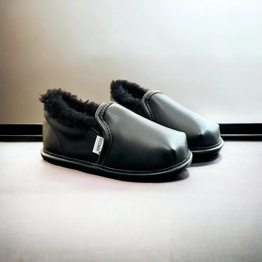 Ozznek Shoes Black Slip-On Shoe Top with Faux-Fur Lining - Image 5