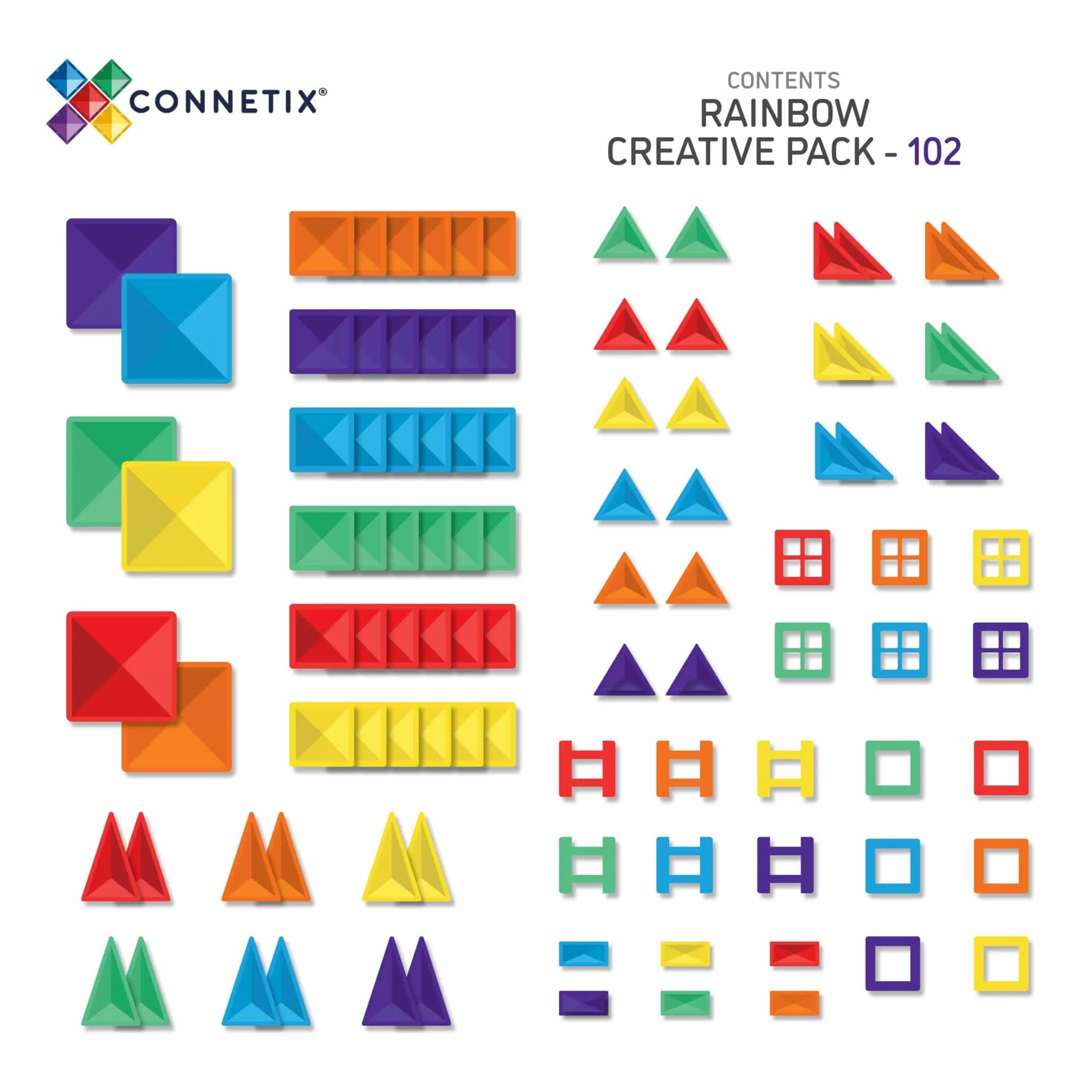 Connetix Magnetic Tiles | Rainbow Creative Pack (102 pcs) - Image 2
