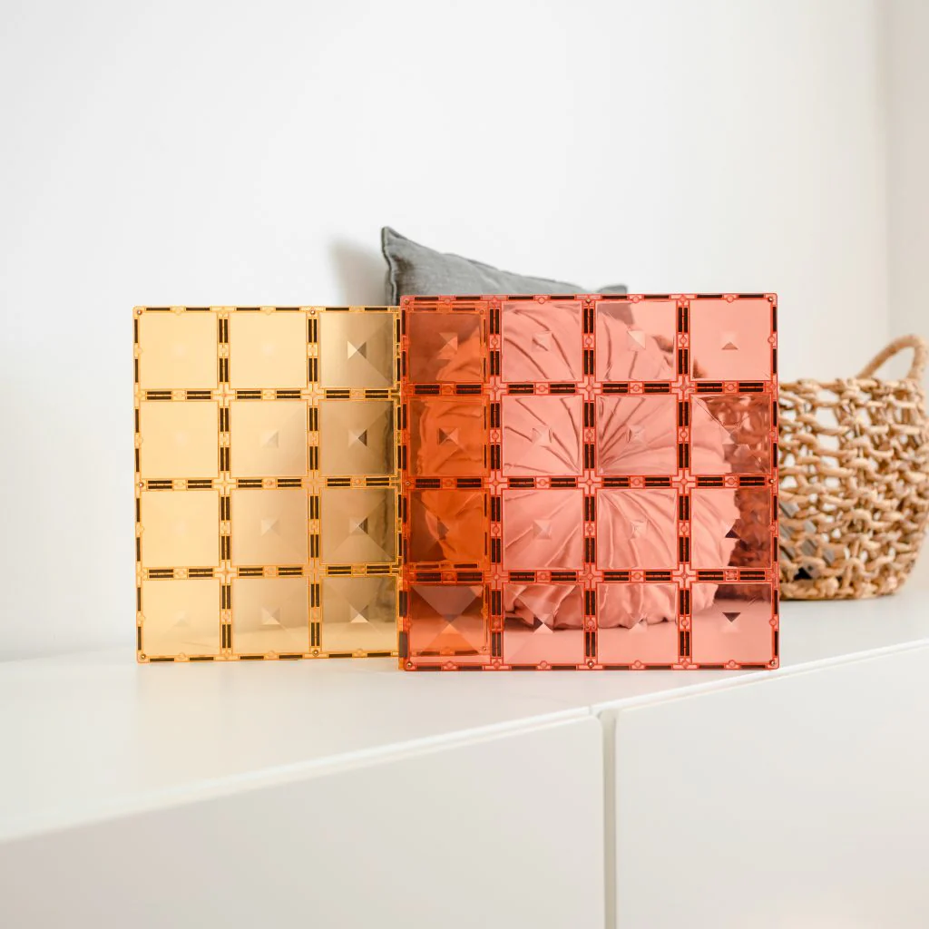 Connetix Magnetic Tiles | Pastel Lemon & Peach Base Plate Pack Pastel (2 pcs) - Image 6