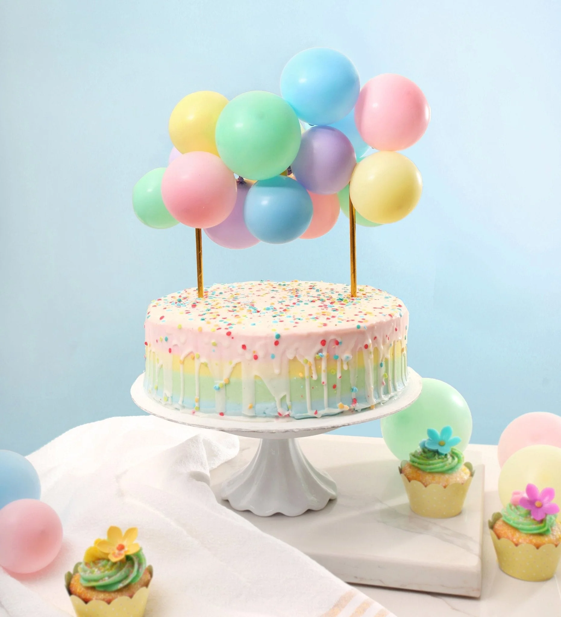 Ellie's Party Supply Pastel Rainbow Mini Balloon Cake Topper