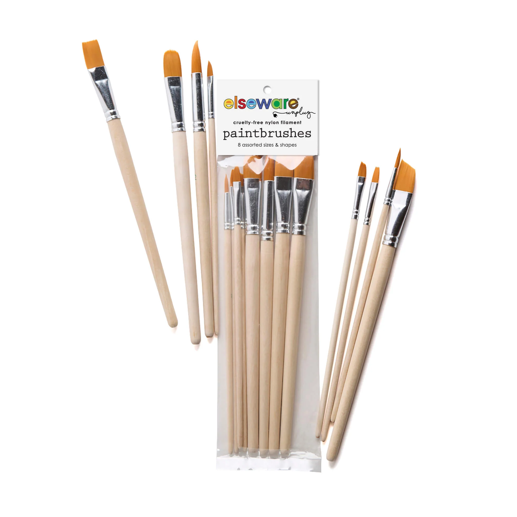 Elseware Unplug Paintbrush Set – 8 Assorted Sizes