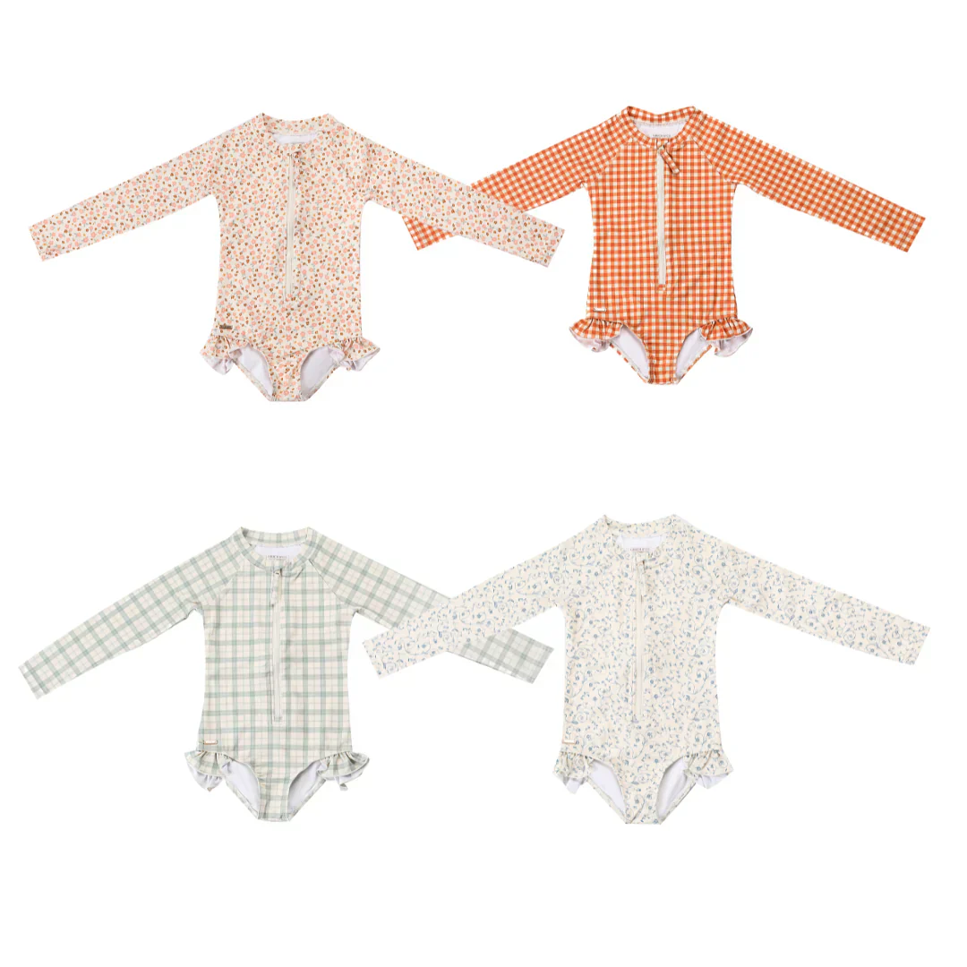 GRECH & CO. Long Sleeve Rashguard Ruffle Swimsuit | UPF + Recycled - Sunset Meadow - Image 10
