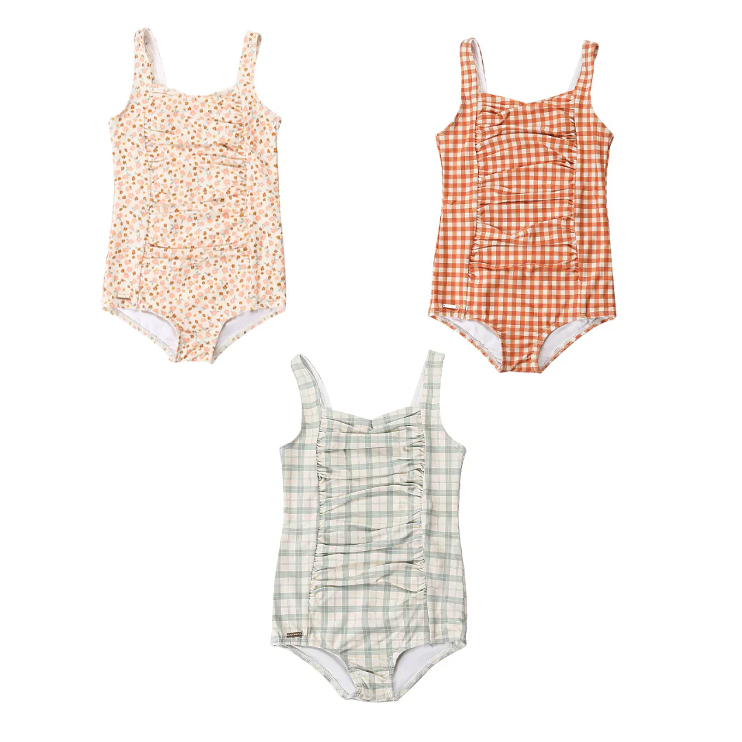 GRECH & CO. Vintage Girls 1 Piece Swimsuit | UPF + Recycled - Fern Plaid - Image 6