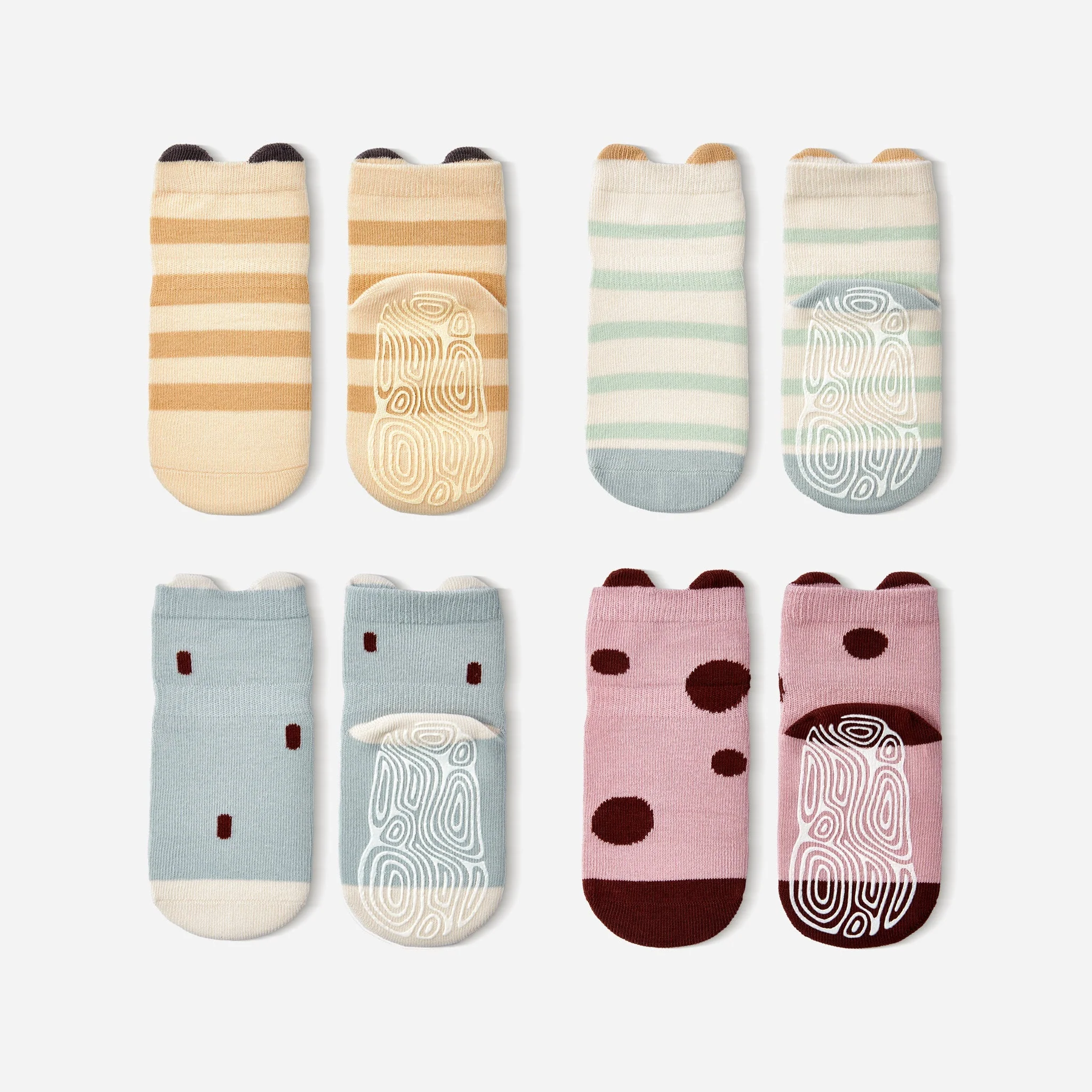 LittleYogaSocks Ladybug & Friends- Organic- 4 Pairs of Stay-On Baby & Toddler Non-Slip Socks