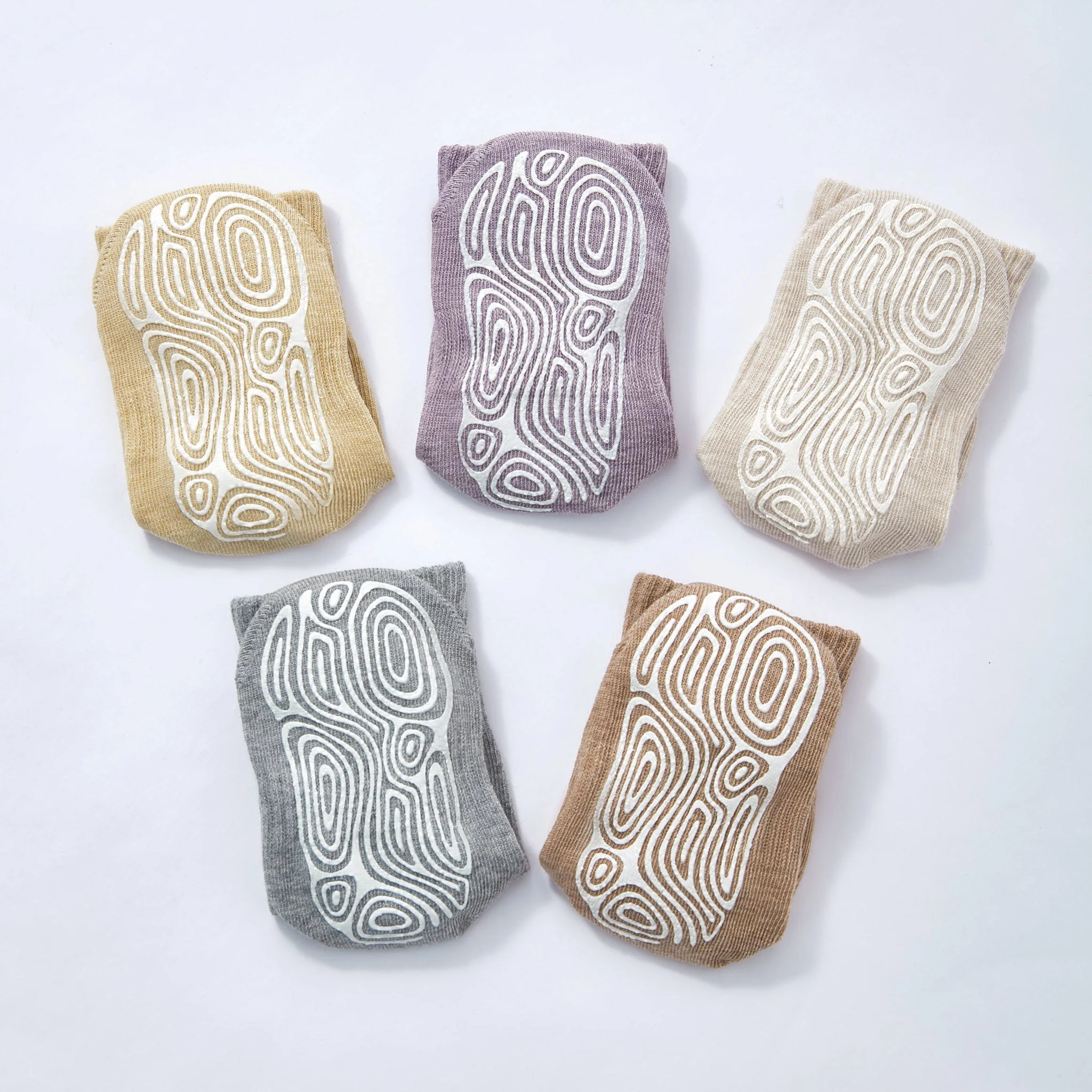 LittleYogaSocks Organic Cotton Socks- Lavender & Beige- 4 Pairs of Stay-On Baby & Toddler Non-Slip Socks - Image 4