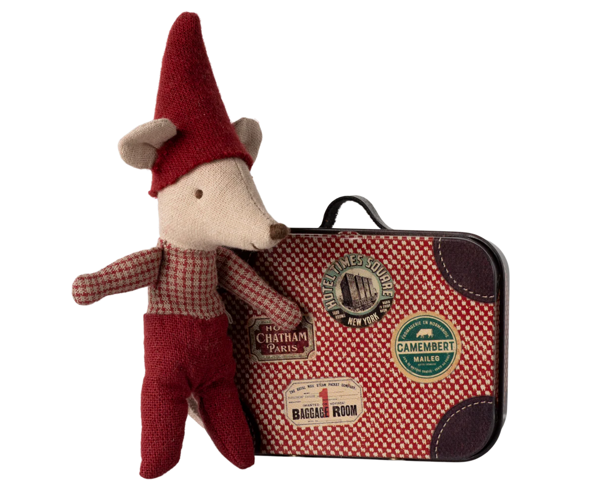 Maileg Christmas mouse, Baby in suitcase