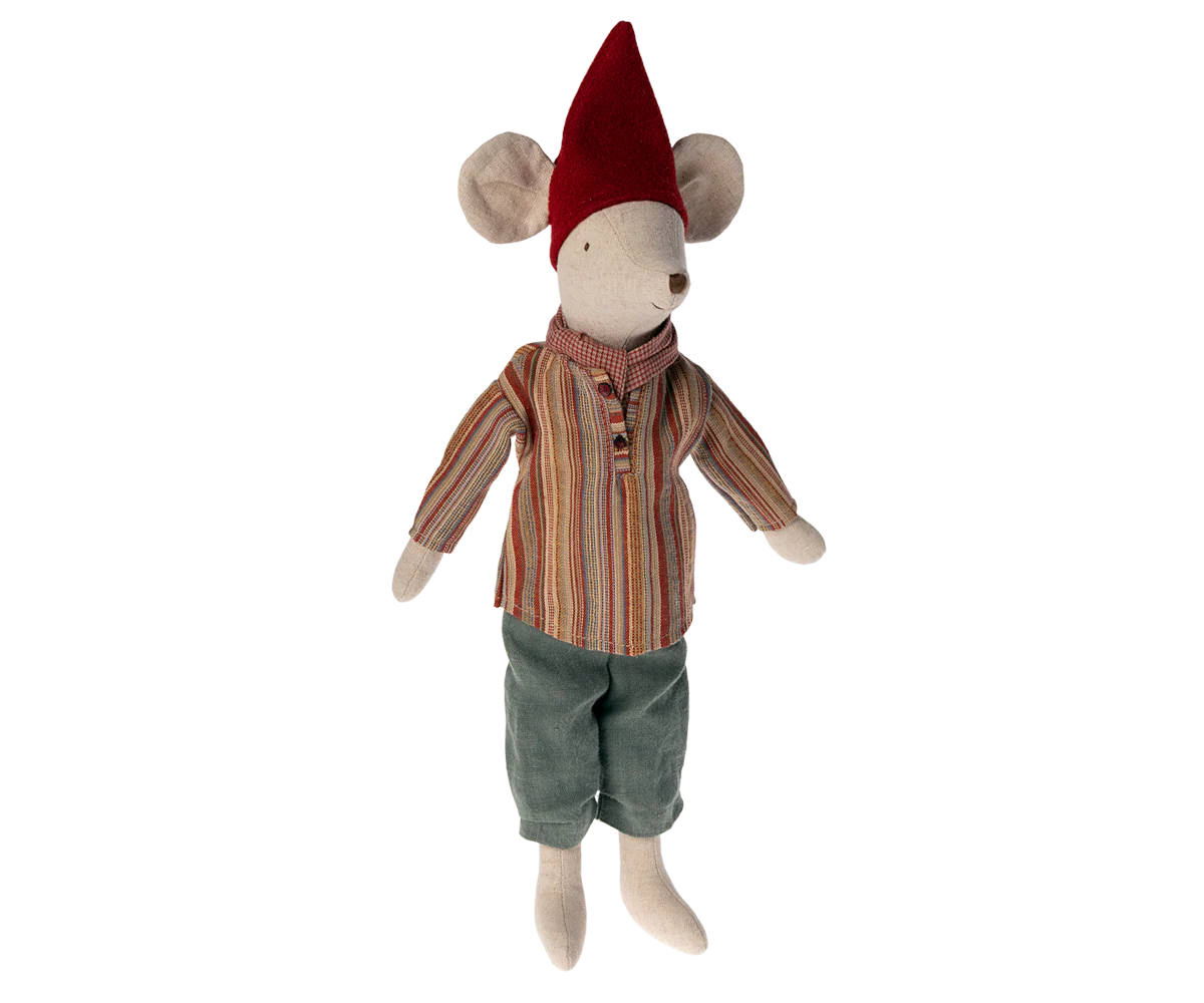 Maileg Medium Christmas Mouse, Boy - Scarf