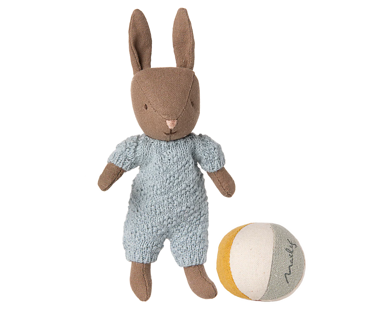 Maileg Rabbit set, Micro - Brown - Blue