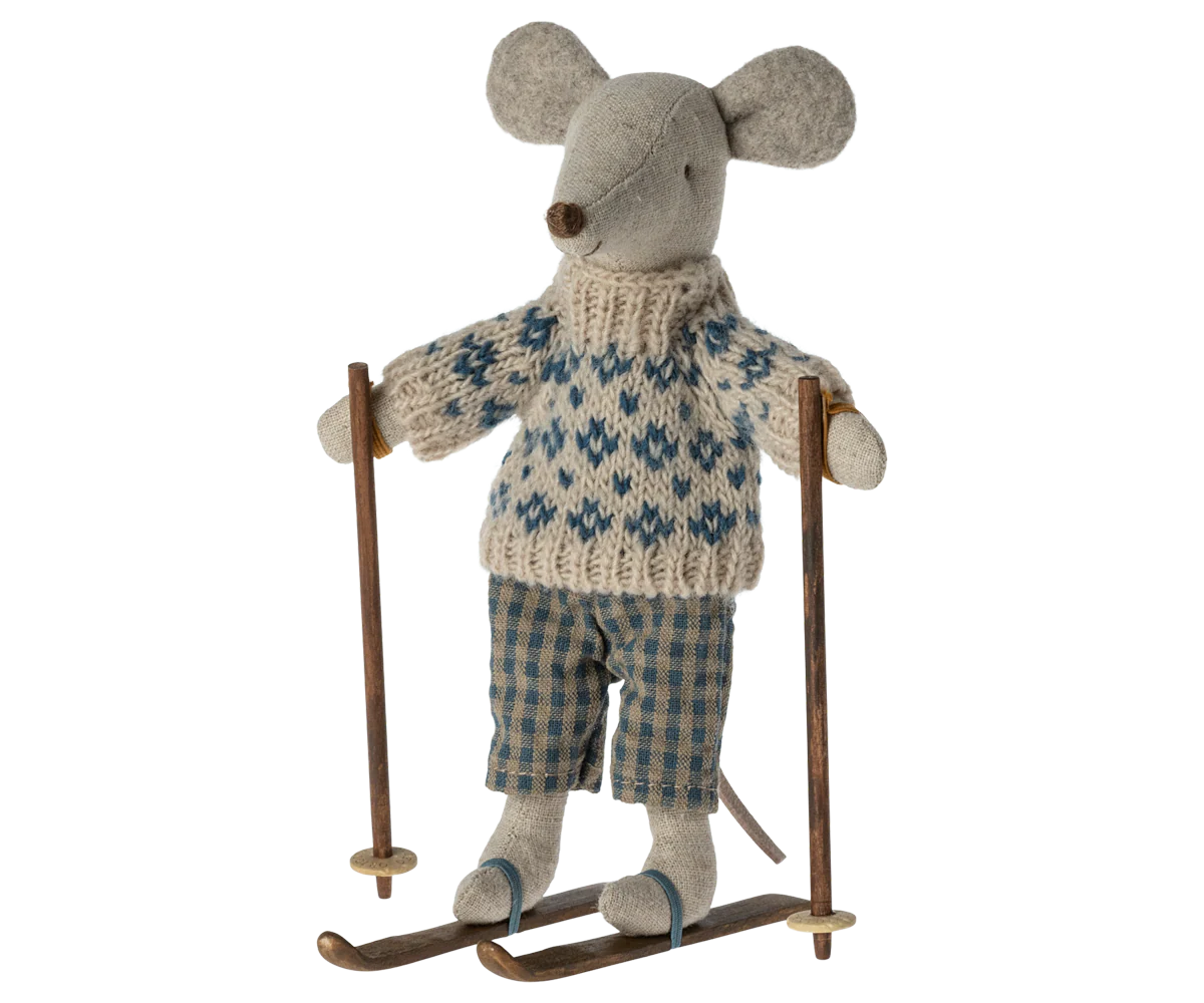 Maileg Winter Mouse with Ski Set, Dad