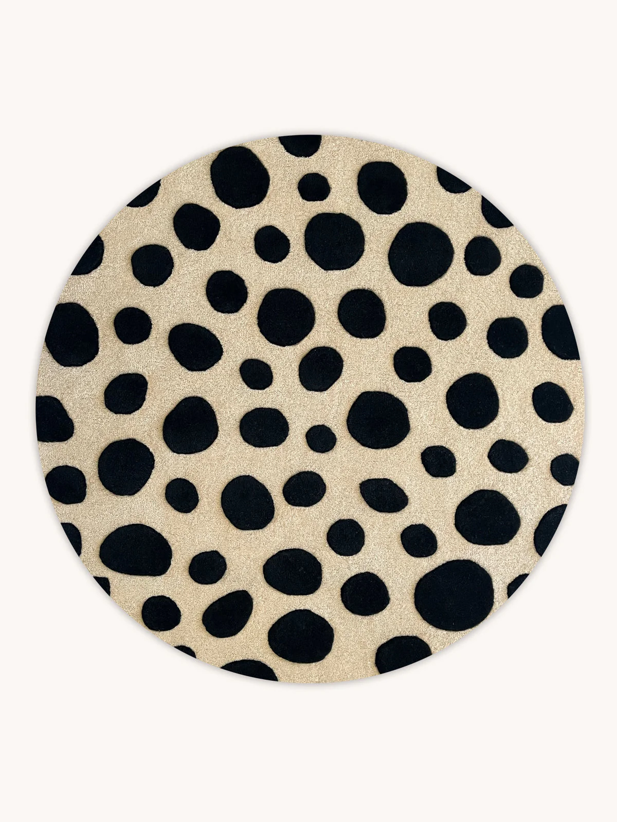 Maison Deux Rug CHEETAH Beige / Black Print Round Diam. 3.9ft