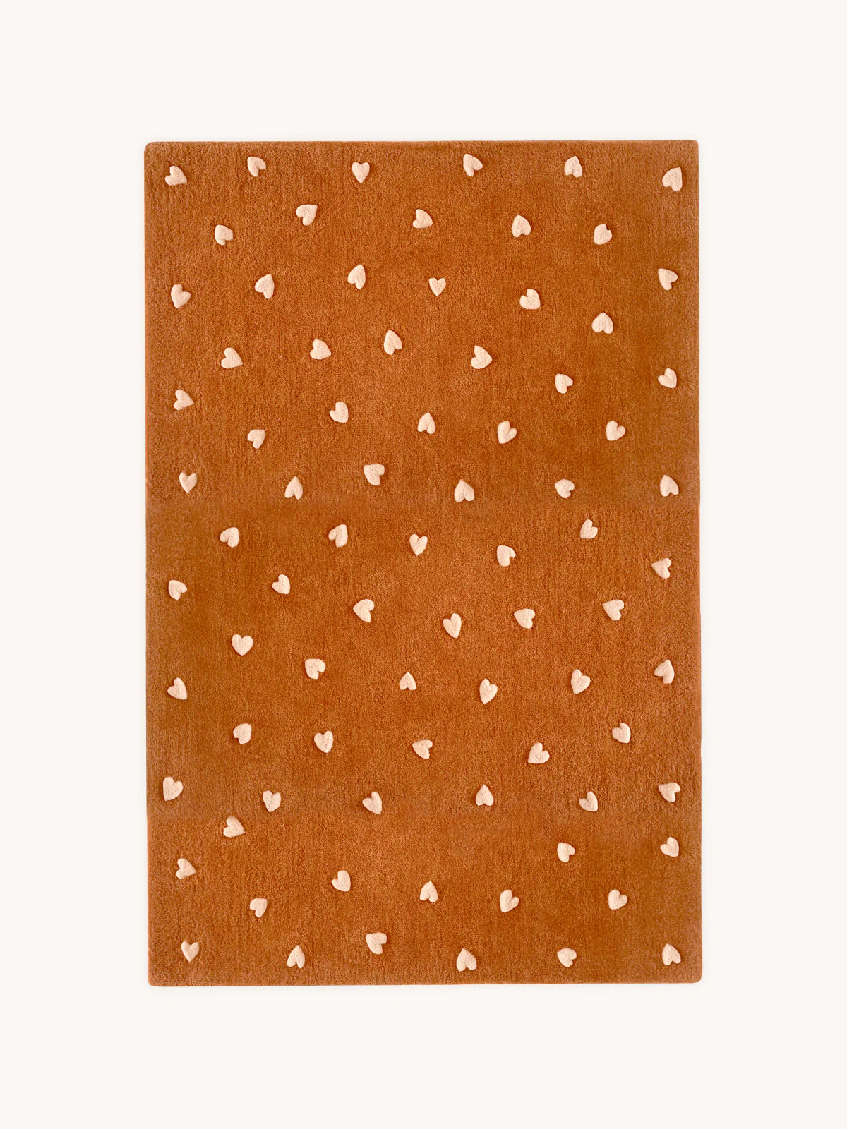 Maison Deux Rug HEARTS Brown / Pink Print 3.9 x 5.9ft