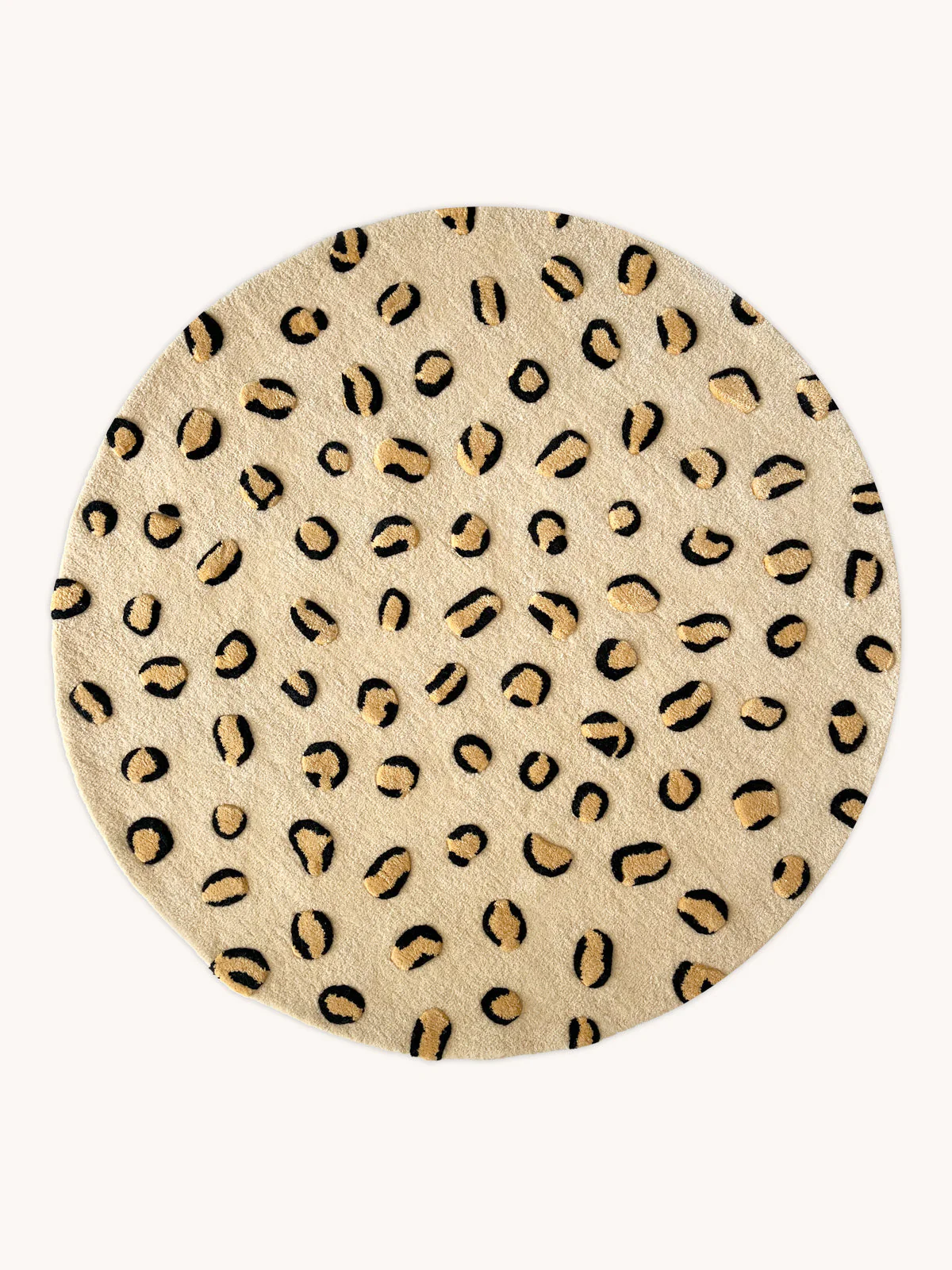 Maison Deux Rug LEOPARD Beige / Brown and Black Print Round Diam. 3.9ft