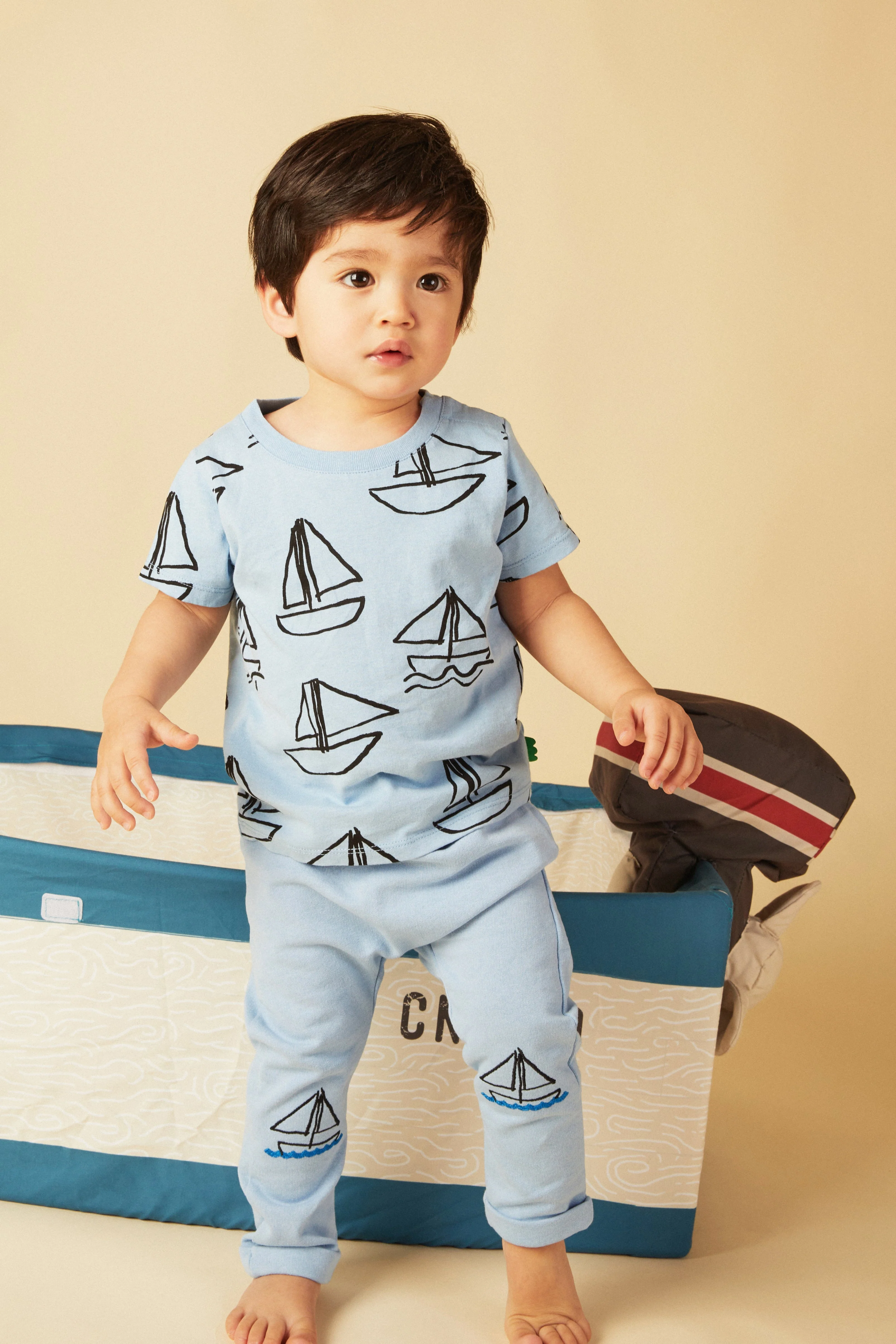 Mon Coeur Recycled Cotton Sailboat Baby Joggers - Image 2