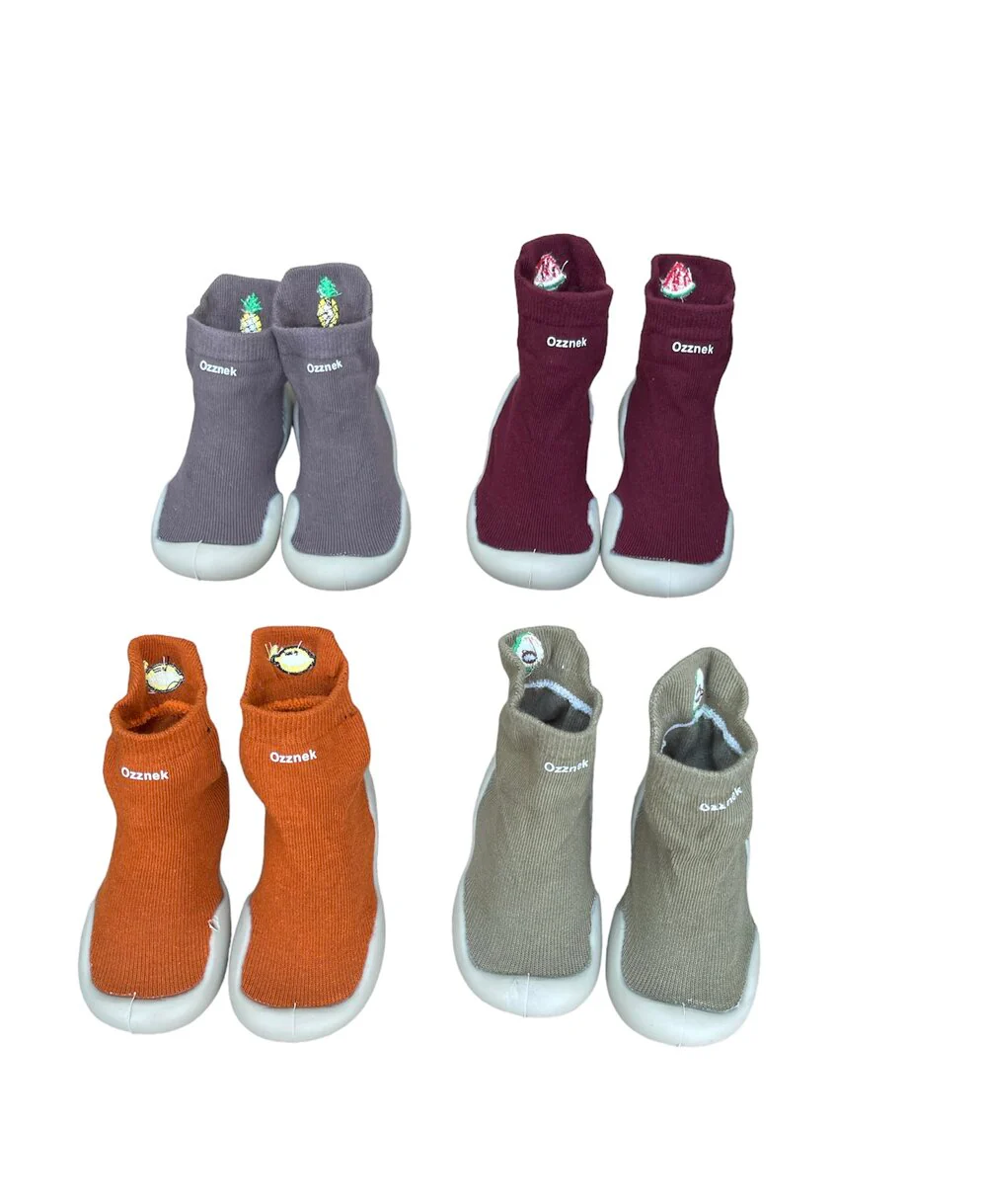 Ozznek Shoes Organic Cotton Sock Shoes – Flexible, Non-Slip Baby Socks - Fruity - Image 2