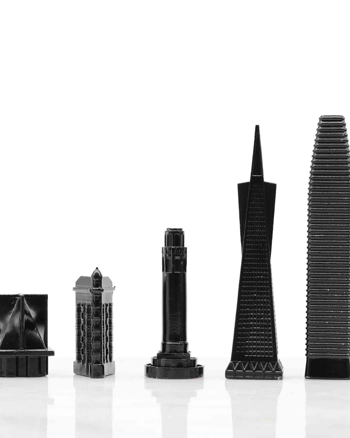 Skyline Chess Chess Set Stainless Steel SAN FRANCISCO Edition with Marble Hatch Board - Image 4