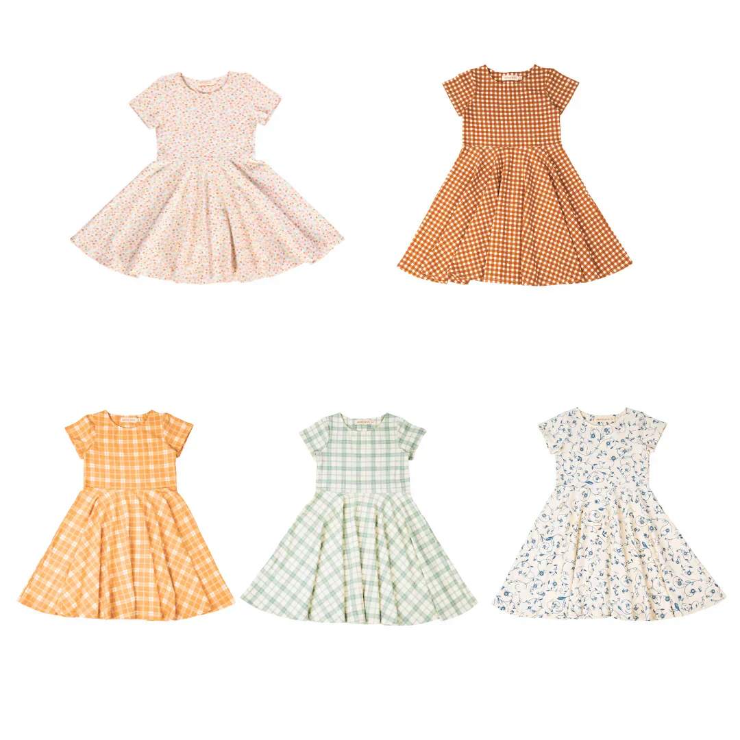 GRECH & CO. Sweetheart Twirl Dress | Organic Cotton Jersey - Sunset Meadow - Image 8