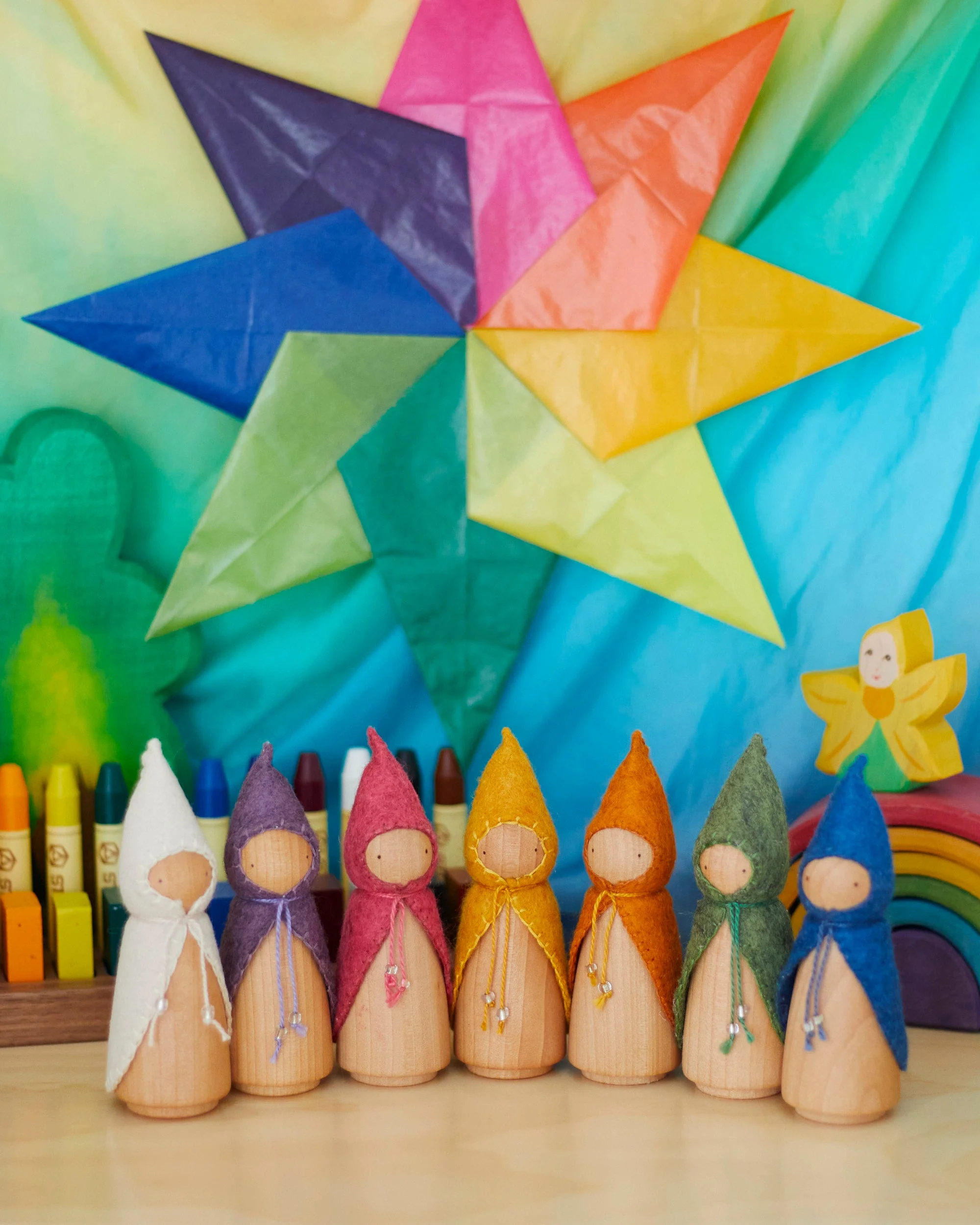Wonderheart Colors of the Week Wooden Gnome Set