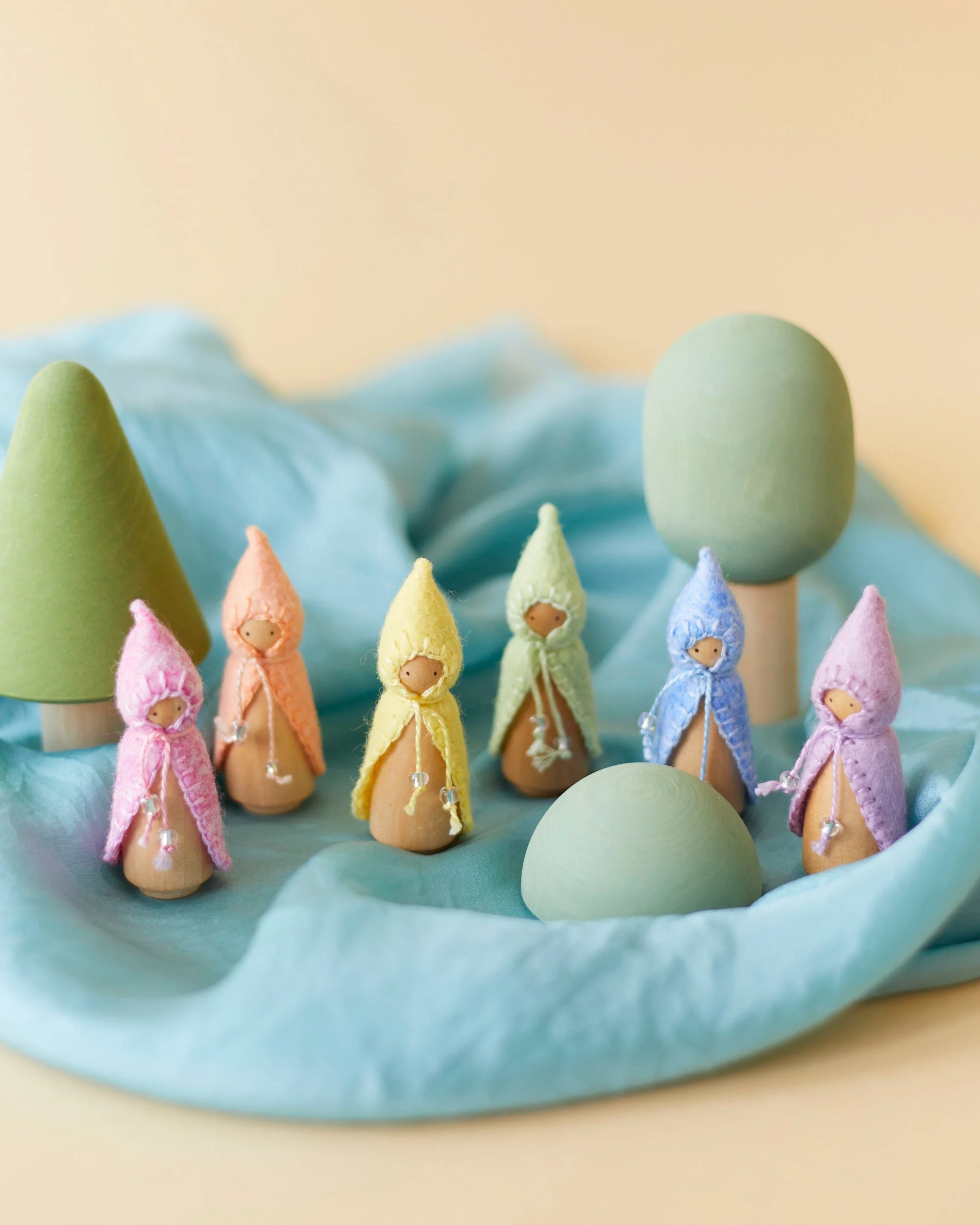 Wonderheart Mini Pastel Orange Wooden Gnome - Image 13