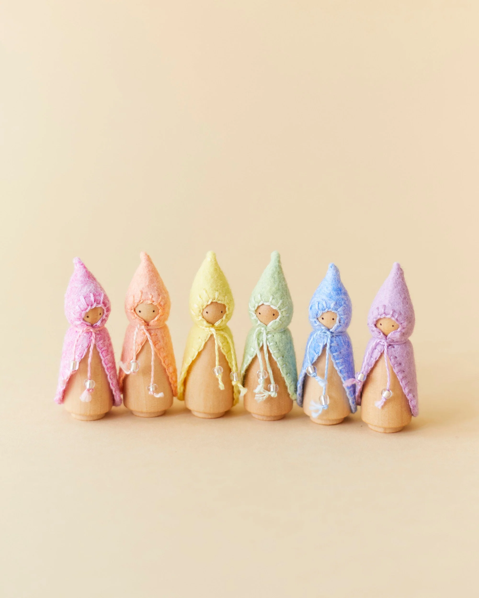 Wonderheart Mini Pastel Rainbow Wooden Gnome Set