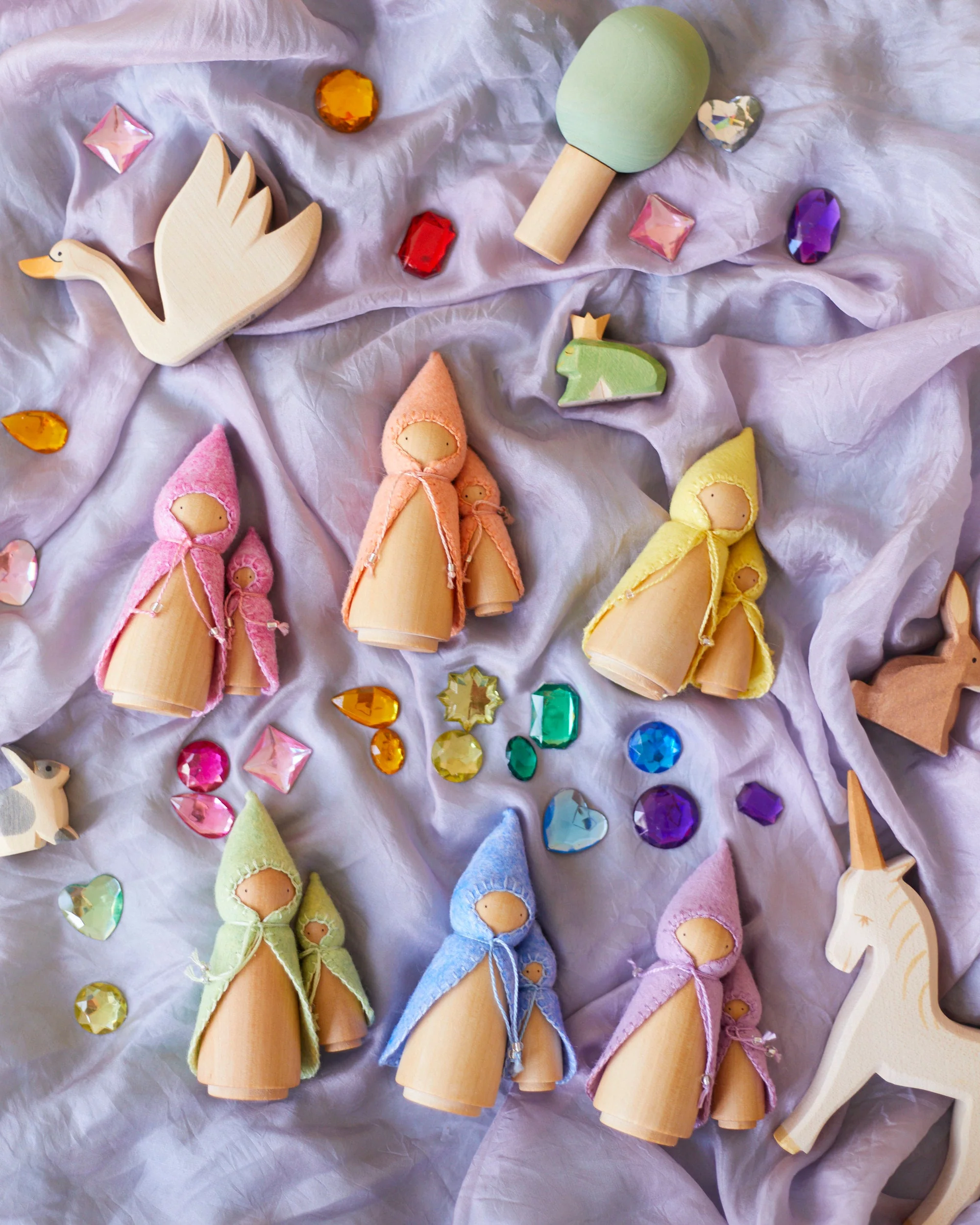 Wonderheart Mini Pastel Rainbow Wooden Gnome Set - Image 12